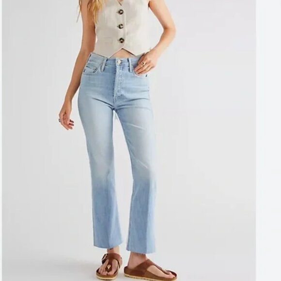 MOTHER The Tripper Ankle Fray Jeans Size 30 Island Time Button Fly - Picture 1 of 16
